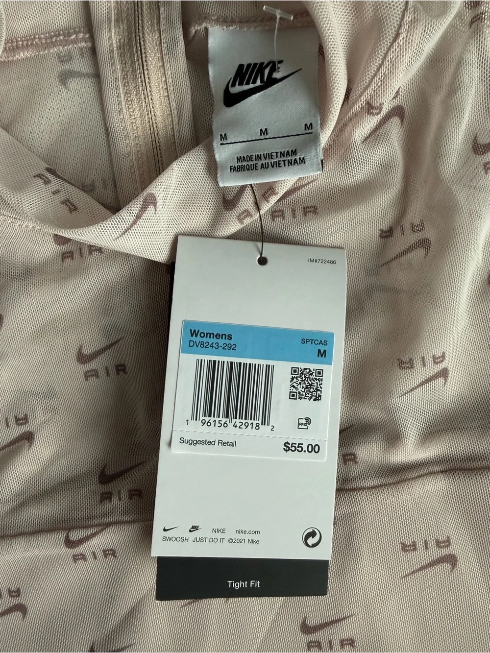 NWT! Nike Air Mock-Neck mesh cream athletic active bodysuit Medium neutral
